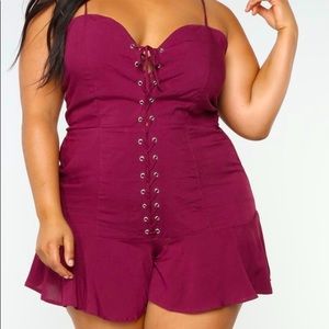 Burgundy jumper with ruffles